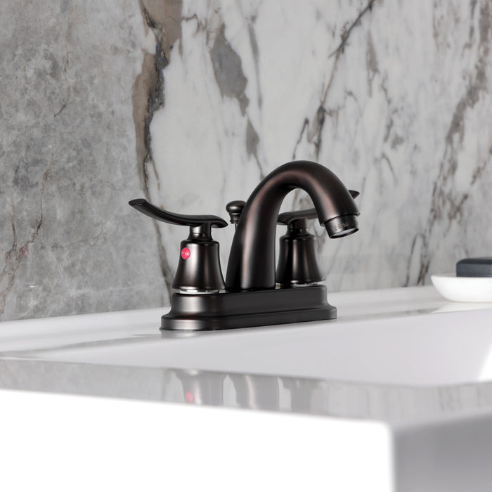 Kingston Brass FB5615JL Jamestown Double-Handle 4" Centerset Bathroom Faucet with Pop-Up Drain, Oil Rubbed Bronze