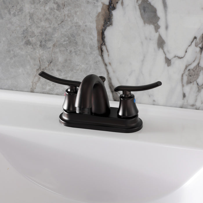 Kingston Brass FB5615JL Jamestown Double-Handle 4" Centerset Bathroom Faucet with Pop-Up Drain, Oil Rubbed Bronze