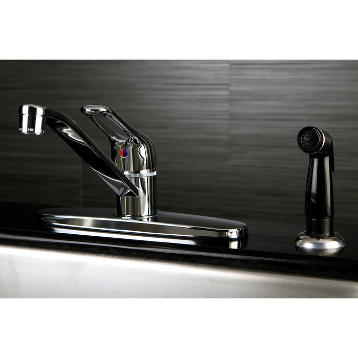 Kingston Brass FB562 Wyndham Single Handle 8-Inch Centerset Kitchen Faucet with Sprayer, Polished Chrome