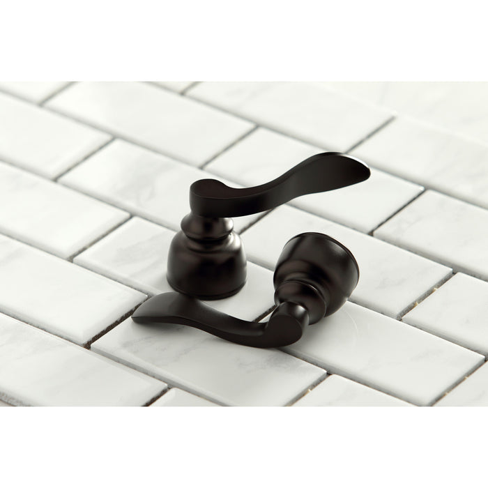 Kingston Brass FB5625NFL NuWave French Double-Handle 4" Centerset Bathroom Faucet with Pop-Up Drain, Oil Rubbed Bronze