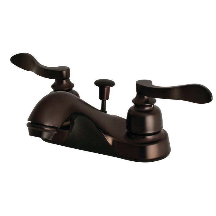 Kingston Brass FB5625NFL NuWave French Double-Handle 4" Centerset Bathroom Faucet with Pop-Up Drain, Oil Rubbed Bronze