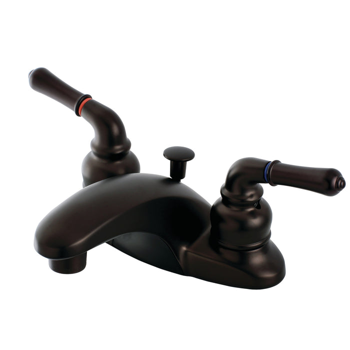 Kingston Brass FB625 Magellan Double-Handle 4" Centerset Bathroom Faucet with Pop-Up Drain, Oil Rubbed Bronze