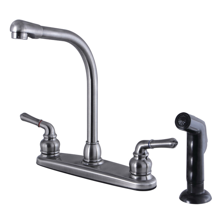 Kingston Brass FB754SP Magellan 8-Inch Centerset Kitchen Faucet with Sprayer, Black Stainless