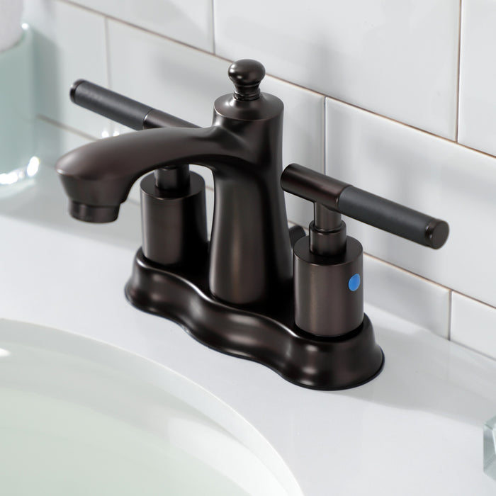 Kingston Brass FB7615CKL Kaiser Double-Handle 4" Centerset Bathroom Faucet with Pop-Up Drain, Oil Rubbed Bronze