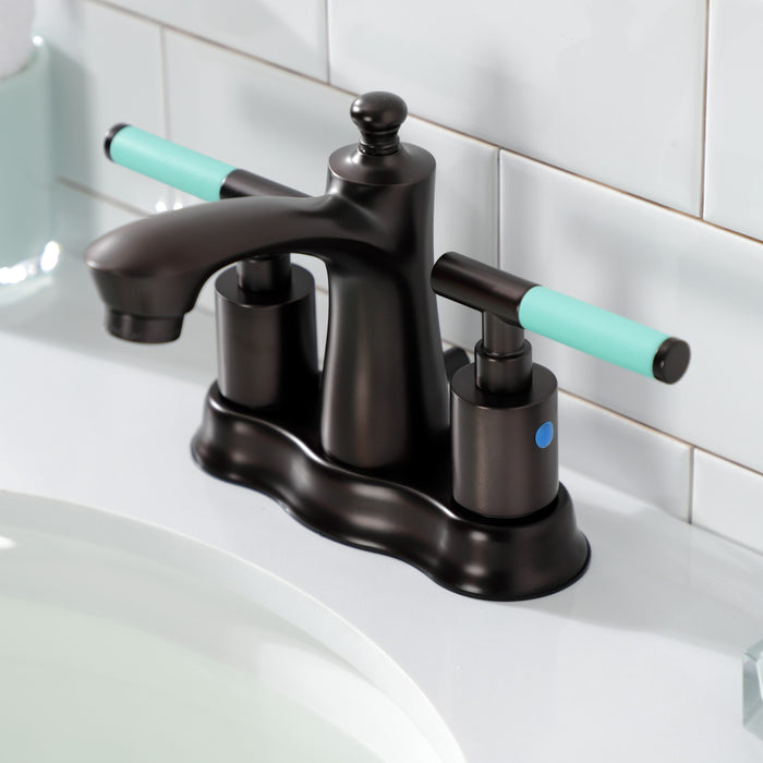 Kingston Brass FB7615CKL Kaiser Double-Handle 4" Centerset Bathroom Faucet with Pop-Up Drain, Oil Rubbed Bronze