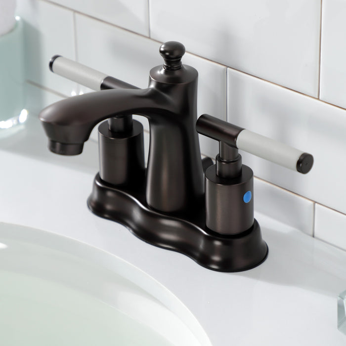 Kingston Brass FB7615CKL Kaiser Double-Handle 4" Centerset Bathroom Faucet with Pop-Up Drain, Oil Rubbed Bronze