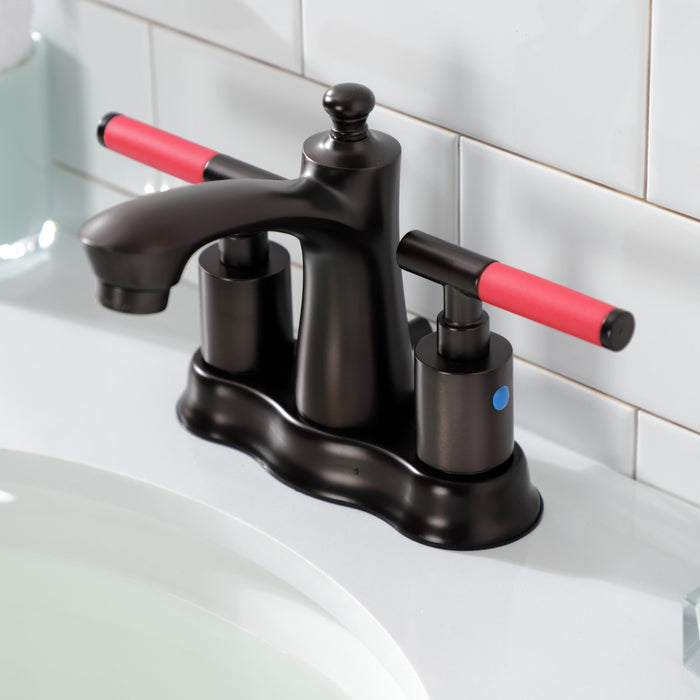 Kingston Brass FB7615CKL Kaiser Double-Handle 4" Centerset Bathroom Faucet with Pop-Up Drain, Oil Rubbed Bronze