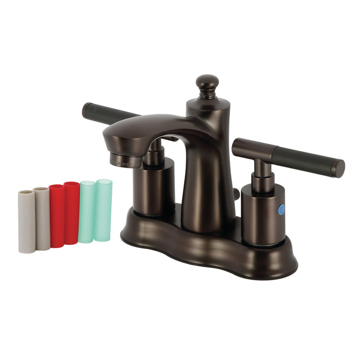 Kingston Brass FB7615CKL Kaiser Double-Handle 4" Centerset Bathroom Faucet with Pop-Up Drain, Oil Rubbed Bronze