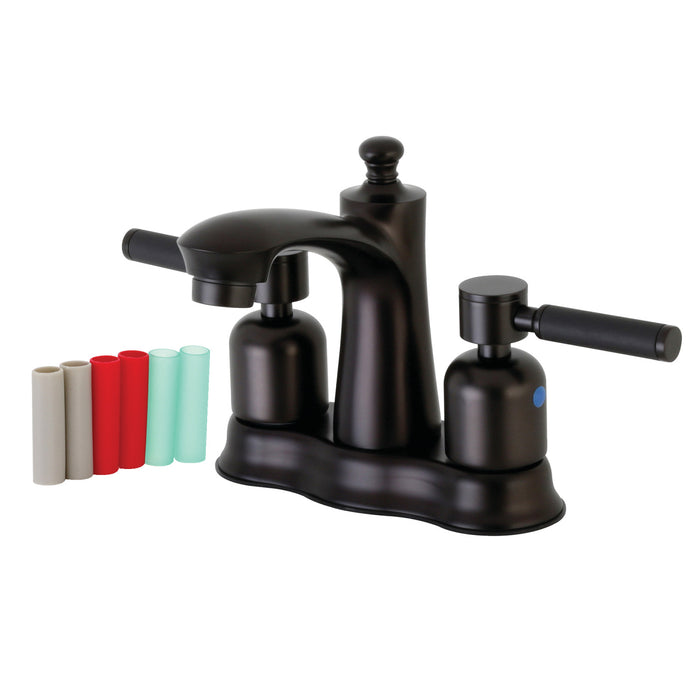 Kingston Brass FB7615DKL Kaiser Double-Handle 4" Centerset Bathroom Faucet with Pop-Up Drain, Oil Rubbed Bronze