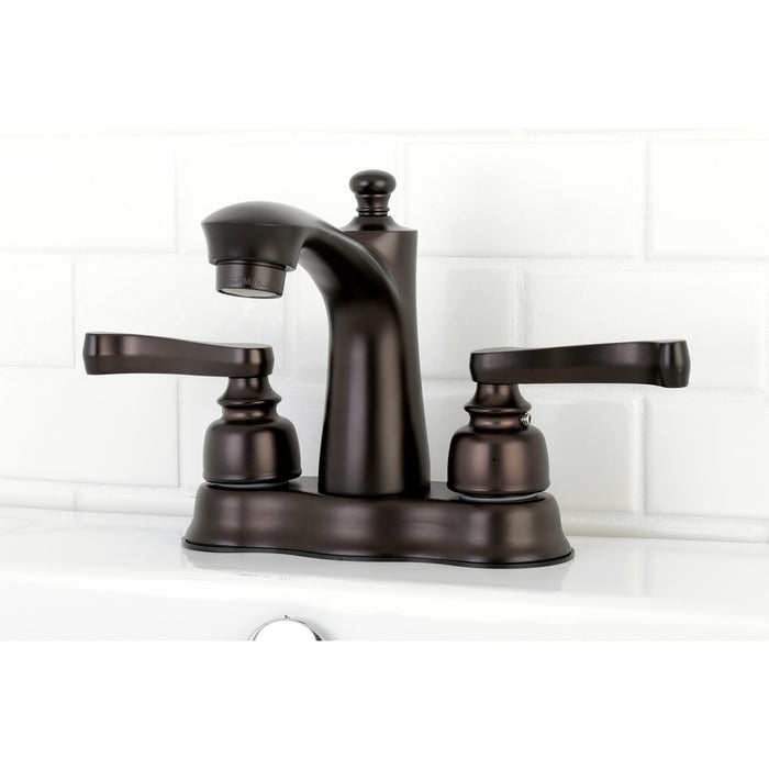 Kingston Brass FB7615FL Royale Double-Handle 4" Centerset Bathroom Faucet with Pop-Up Drain, Oil Rubbed Bronze