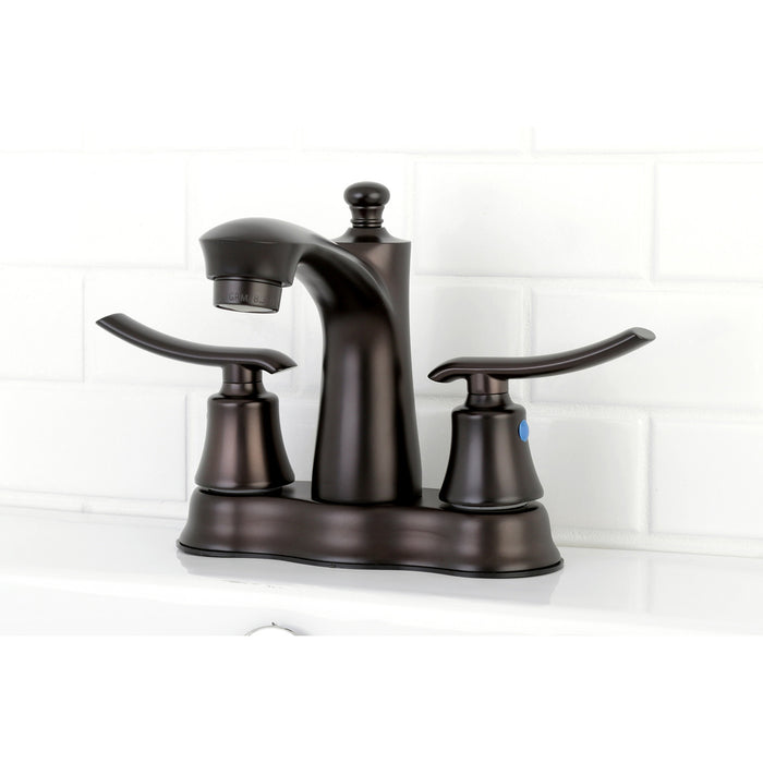 Kingston Brass FB7615JL Jamestown Double-Handle 4" Centerset Bathroom Faucet with Pop-Up Drain, Oil Rubbed Bronze