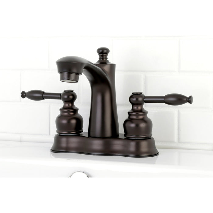 Kingston Brass FB7615KL Knight Double-Handle 4" Centerset Bathroom Faucet with Pop-Up Drain, Oil Rubbed Bronze