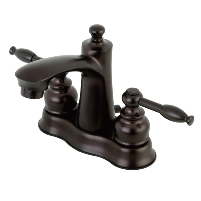 Kingston Brass FB7615KL Knight Double-Handle 4" Centerset Bathroom Faucet with Pop-Up Drain, Oil Rubbed Bronze