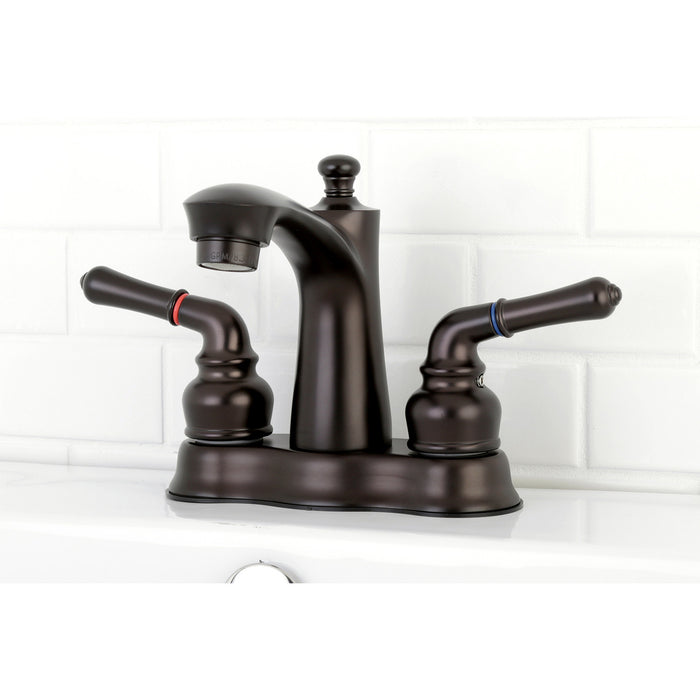 Kingston Brass FB7615NML Naples Double-Handle 4" Centerset Bathroom Faucet with Pop-Up Drain, Oil Rubbed Bronze