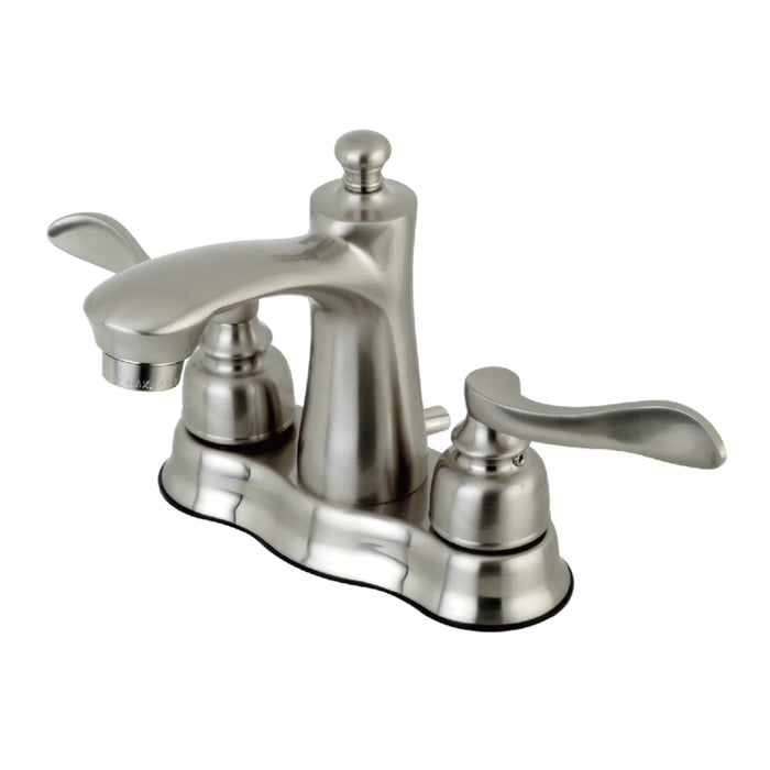 Kingston Brass FB7618NFL NuWave French Double-Handle 4" Centerset Bathroom Faucet with Pop-Up Drain, Brushed Nickel
