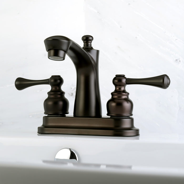 Kingston Brass FB7625BL Vintage Double-Handle 4" Centerset Bathroom Faucet with Pop-Up Drain, Oil Rubbed Bronze