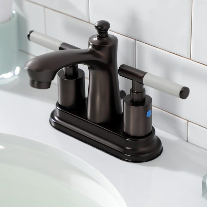 Kingston Brass FB7625CKL Kaiser Double-Handle 4" Centerset Bathroom Faucet with Pop-Up Drain, Oil Rubbed Bronze