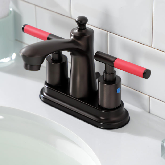 Kingston Brass FB7625CKL Kaiser Double-Handle 4" Centerset Bathroom Faucet with Pop-Up Drain, Oil Rubbed Bronze