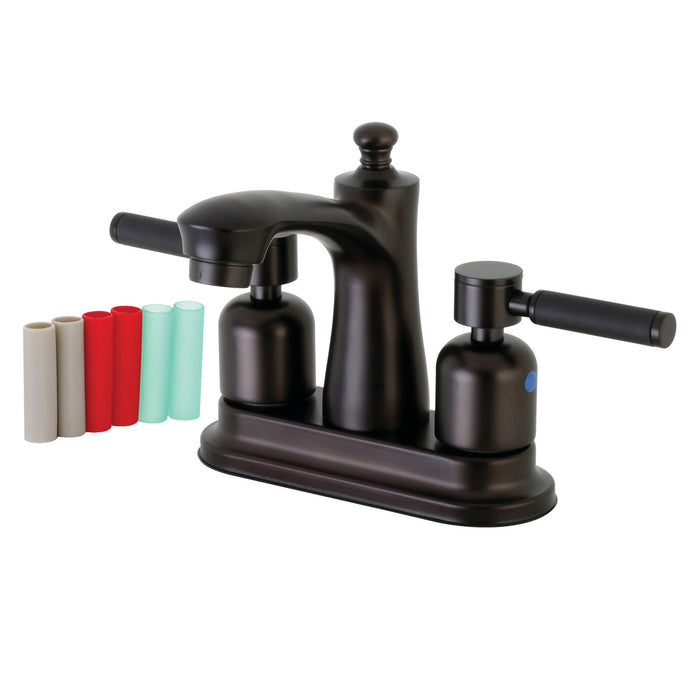 Kingston Brass FB7625DKL Kaiser Double-Handle 4" Centerset Bathroom Faucet with Pop-Up Drain, Oil Rubbed Bronze