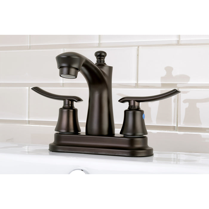 Kingston Brass FB7625JL Jamestown Double-Handle 4" Centerset Bathroom Faucet with Pop-Up Drain, Oil Rubbed Bronze