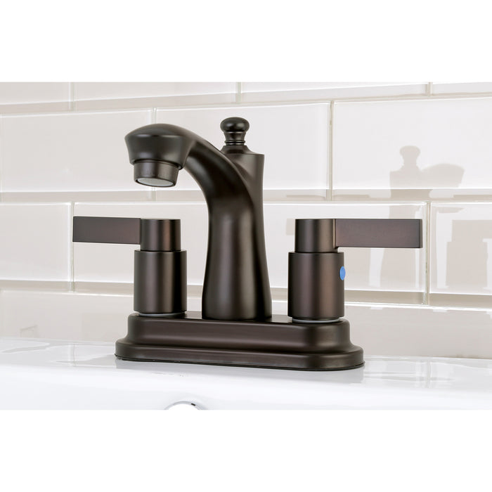 Kingston Brass FB7625NDL NuvoFusion Double-Handle 4" Centerset Bathroom Faucet with Pop-Up Drain, Oil Rubbed Bronze