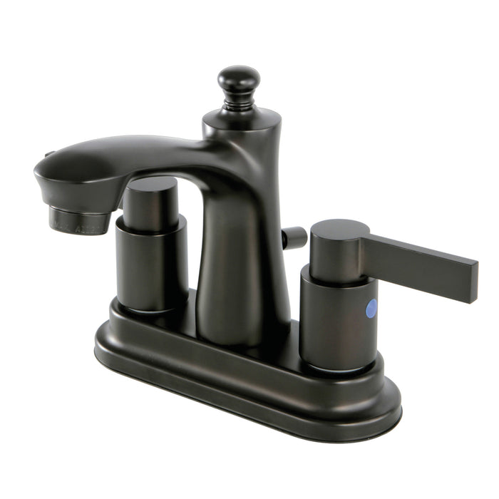 Kingston Brass FB7625NDL NuvoFusion Double-Handle 4" Centerset Bathroom Faucet with Pop-Up Drain, Oil Rubbed Bronze