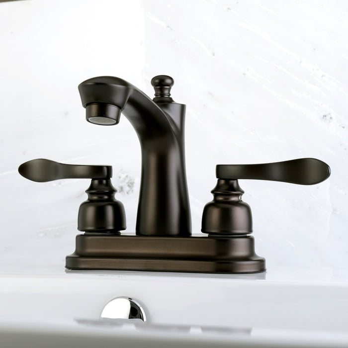 Kingston Brass FB7625NFL NuWave French Double-Handle 4" Centerset Bathroom Faucet with Pop-Up Drain, Oil Rubbed Bronze