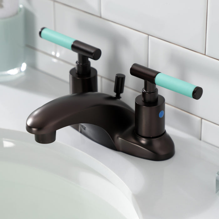 Kingston Brass FB8625CKL Kaiser Double-Handle 4" Centerset Bathroom Faucet with Pop-Up Drain, Oil Rubbed Bronze