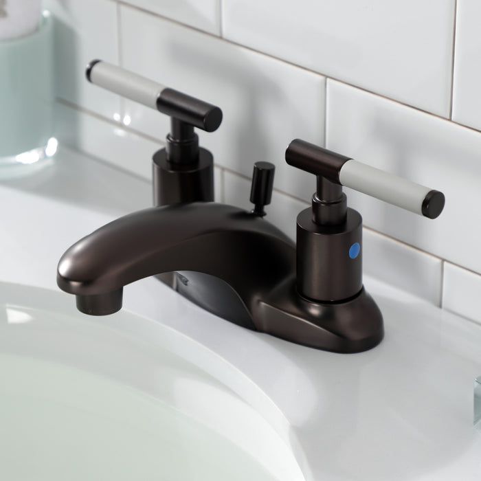 Kingston Brass FB8625CKL Kaiser Double-Handle 4" Centerset Bathroom Faucet with Pop-Up Drain, Oil Rubbed Bronze