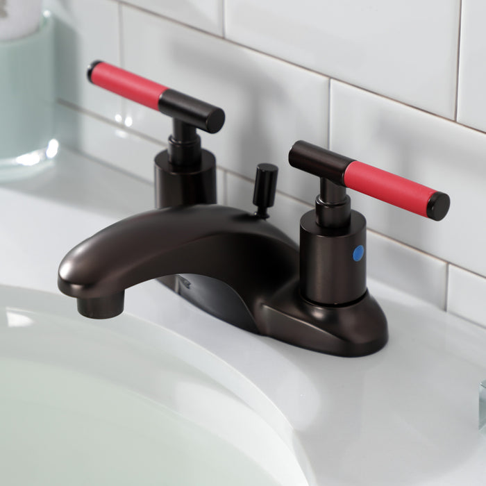 Kingston Brass FB8625CKL Kaiser Double-Handle 4" Centerset Bathroom Faucet with Pop-Up Drain, Oil Rubbed Bronze