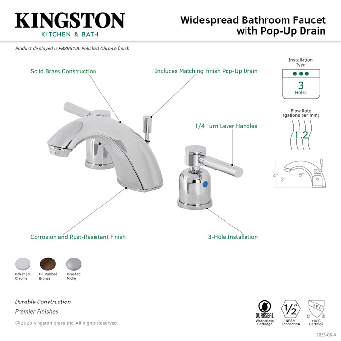 Kingston Brass FB8955DL Concord Widespread Bathroom Faucet with Retail Pop-Up Drain, Oil Rubbed Bronze