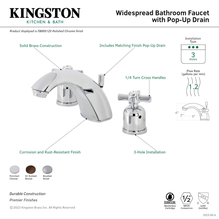 Kingston Brass FB8955ZX Millennium Widespread Bathroom Faucet with Retail Pop-Up Drain, Oil Rubbed Bronze