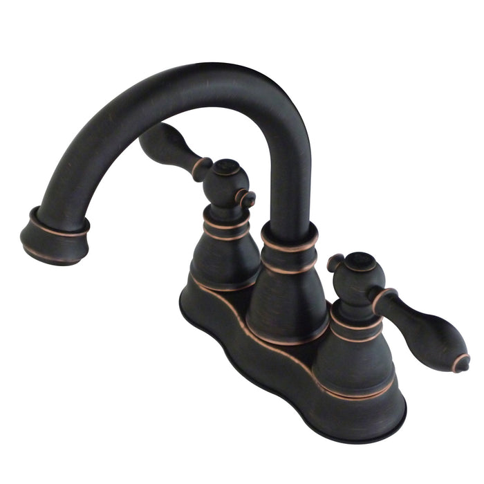 Kingston Brass FSC1616ACL American Classic Double-Handle 4" Centerset Bathroom Faucet with Push-Up Pop-Up, Naples Bronze
