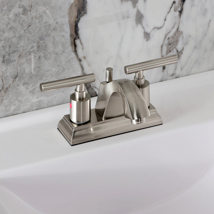 Kingston Brass FSC4648CML Manhattan Double-Handle 4" Centerset Bathroom Faucet with Pop-Up Drain, Brushed Nickel