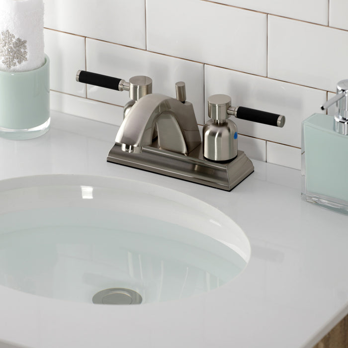 Kingston Brass FSC4648DKL Kaiser Double-Handle 4" Centerset Bathroom Faucet with Pop-Up Drain, Brushed Nickel