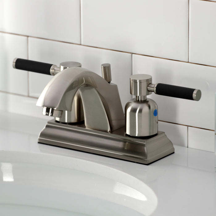 Kingston Brass FSC4648DKL Kaiser Double-Handle 4" Centerset Bathroom Faucet with Pop-Up Drain, Brushed Nickel