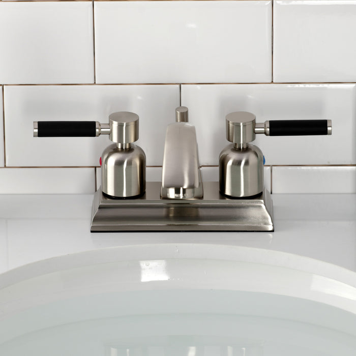 Kingston Brass FSC4648DKL Kaiser Double-Handle 4" Centerset Bathroom Faucet with Pop-Up Drain, Brushed Nickel