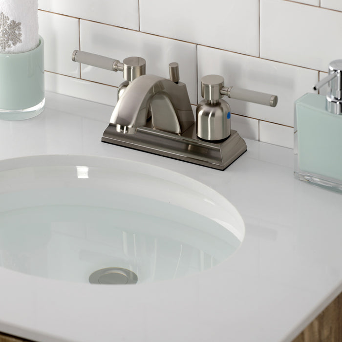 Kingston Brass FSC4648DKL Kaiser Double-Handle 4" Centerset Bathroom Faucet with Pop-Up Drain, Brushed Nickel