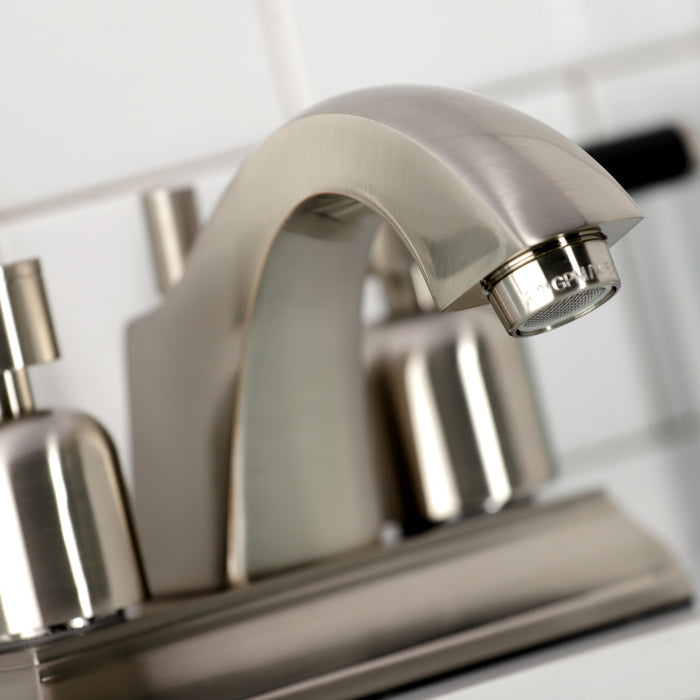 Kingston Brass FSC4648DKL Kaiser Double-Handle 4" Centerset Bathroom Faucet with Pop-Up Drain, Brushed Nickel