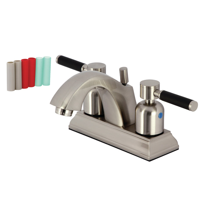 Kingston Brass FSC4648DKL Kaiser Double-Handle 4" Centerset Bathroom Faucet with Pop-Up Drain, Brushed Nickel