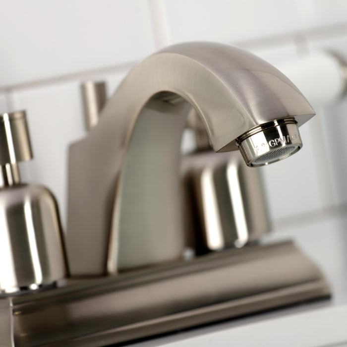 Kingston Brass FSC4648DPL Paris Double-Handle 4" Centerset Bathroom Faucet with Pop-Up Drain, Brushed Nickel