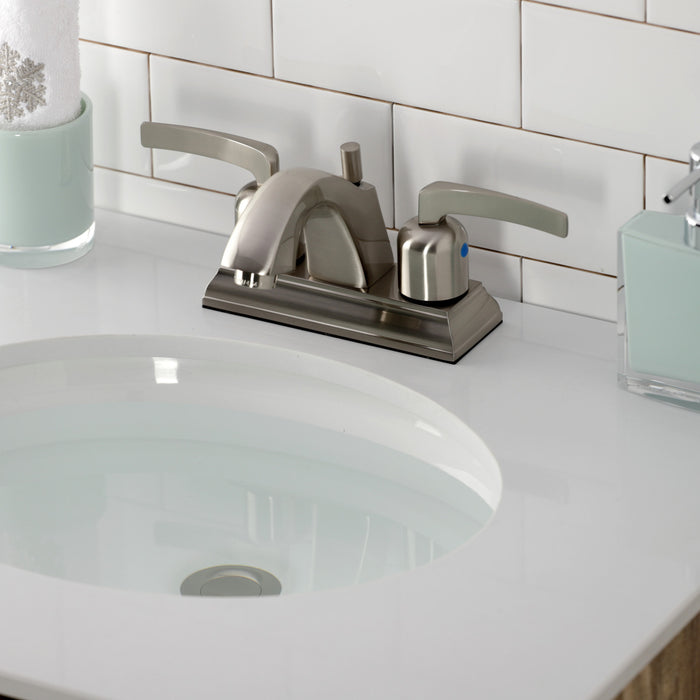Kingston Brass FSC4648EFL Centurion Double-Handle 4" Centerset Bathroom Faucet with Pop-Up Drain, Brushed Nickel