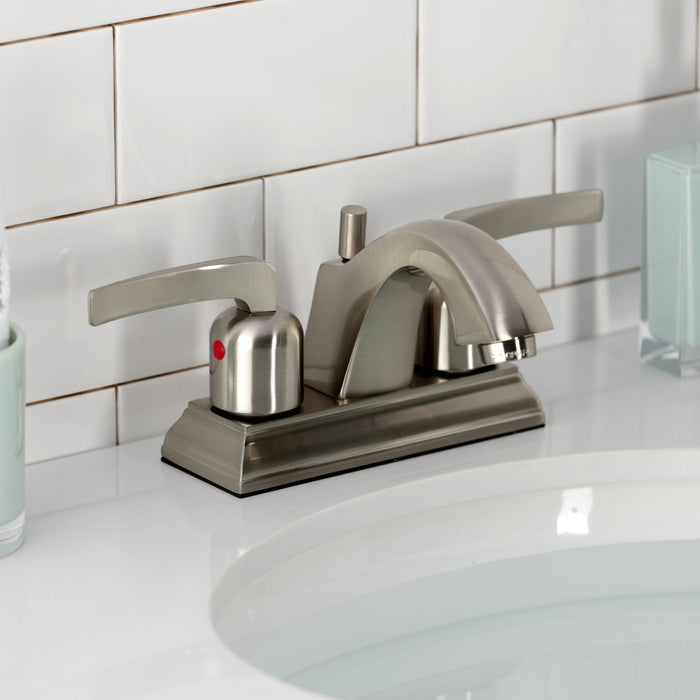 Kingston Brass FSC4648EFL Centurion Double-Handle 4" Centerset Bathroom Faucet with Pop-Up Drain, Brushed Nickel