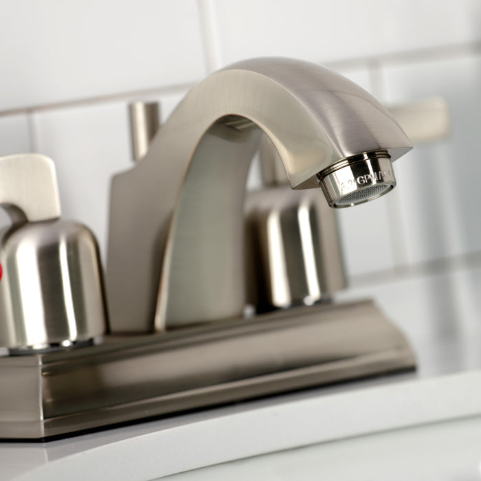 Kingston Brass FSC4648EFL Centurion Double-Handle 4" Centerset Bathroom Faucet with Pop-Up Drain, Brushed Nickel