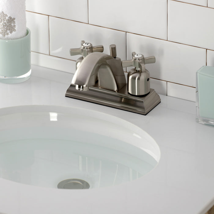 Kingston Brass FSC4648ZX Millennium Double-Handle 4" Centerset Bathroom Faucet with Pop-Up Drain, Brushed Nickel