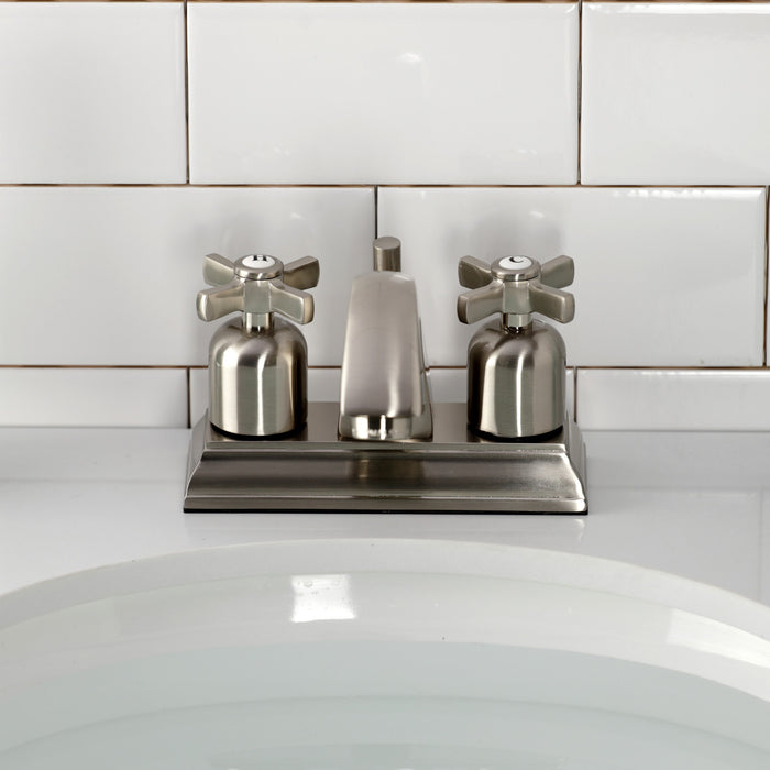 Kingston Brass FSC4648ZX Millennium Double-Handle 4" Centerset Bathroom Faucet with Pop-Up Drain, Brushed Nickel