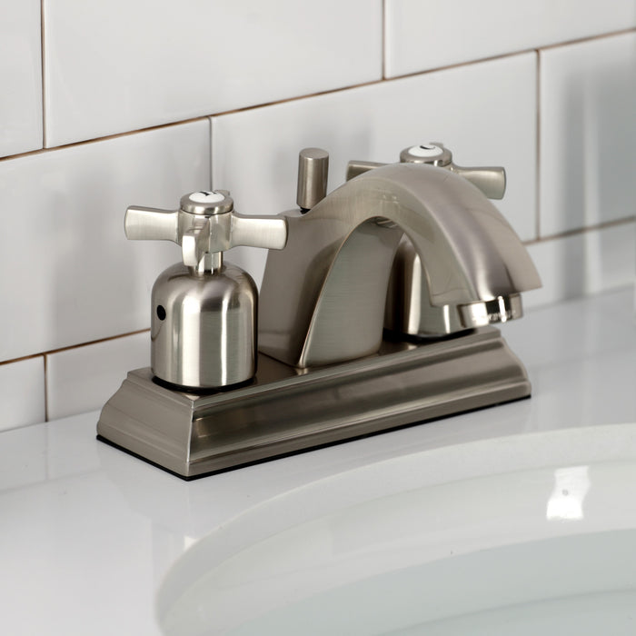 Kingston Brass FSC4648ZX Millennium Double-Handle 4" Centerset Bathroom Faucet with Pop-Up Drain, Brushed Nickel