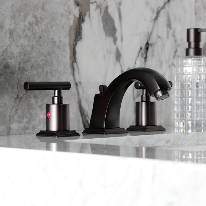 Kingston Brass FSC4685CML Manhattan Widespread Bathroom Faucet with Pop-Up Drain, Oil Rubbed Bronze