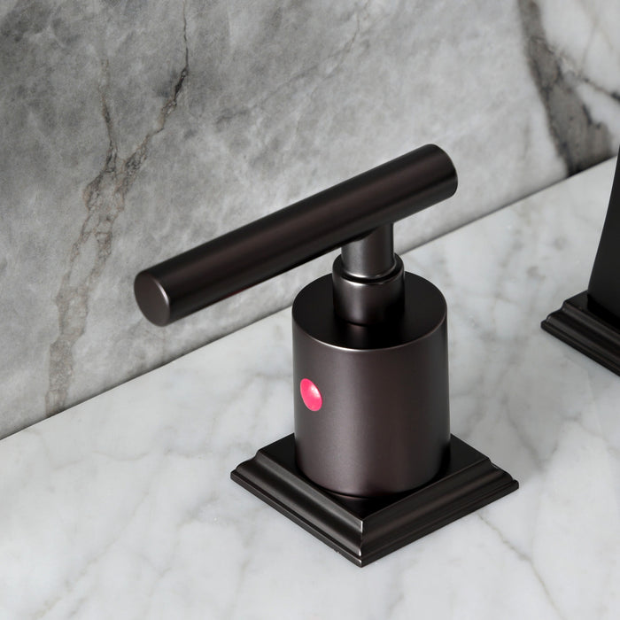 Kingston Brass FSC4685CML Manhattan Widespread Bathroom Faucet with Pop-Up Drain, Oil Rubbed Bronze