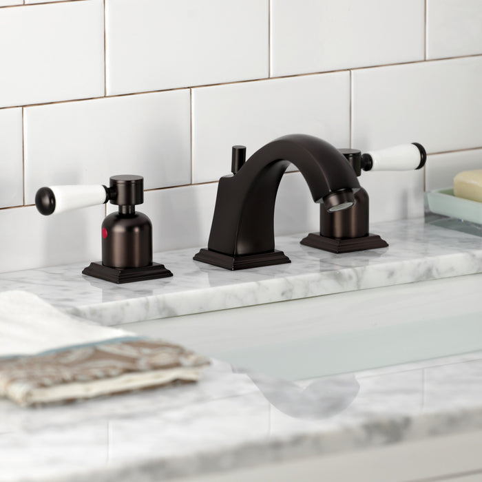 Kingston Brass FSC4685DPL Paris Widespread Bathroom Faucet with Brass Pop-Up Drain, Oil Rubbed Bronze